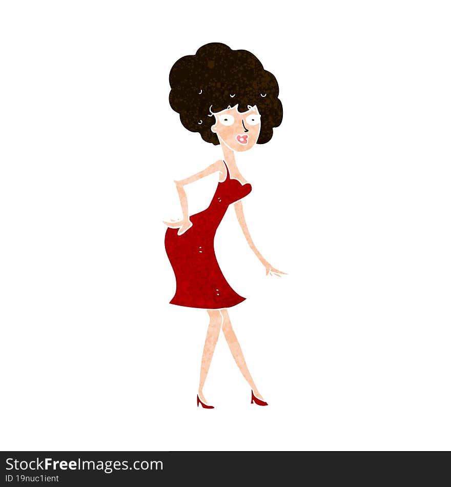 cartoon woman posing in dress