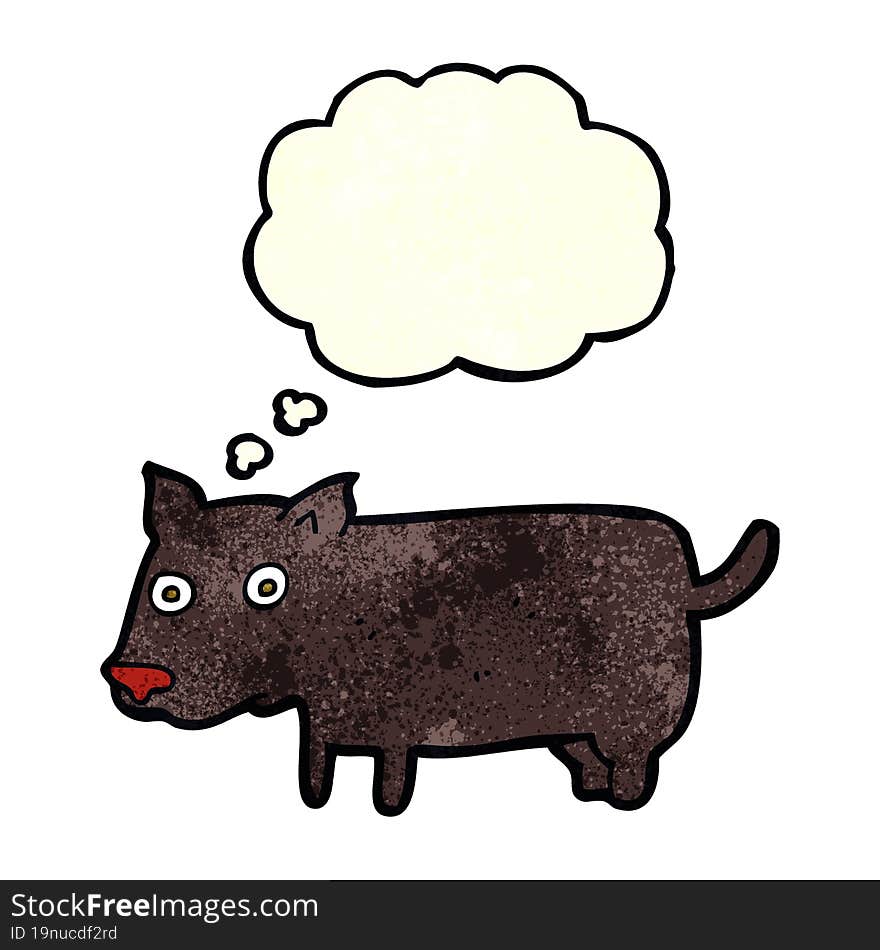 cartoon little dog with thought bubble