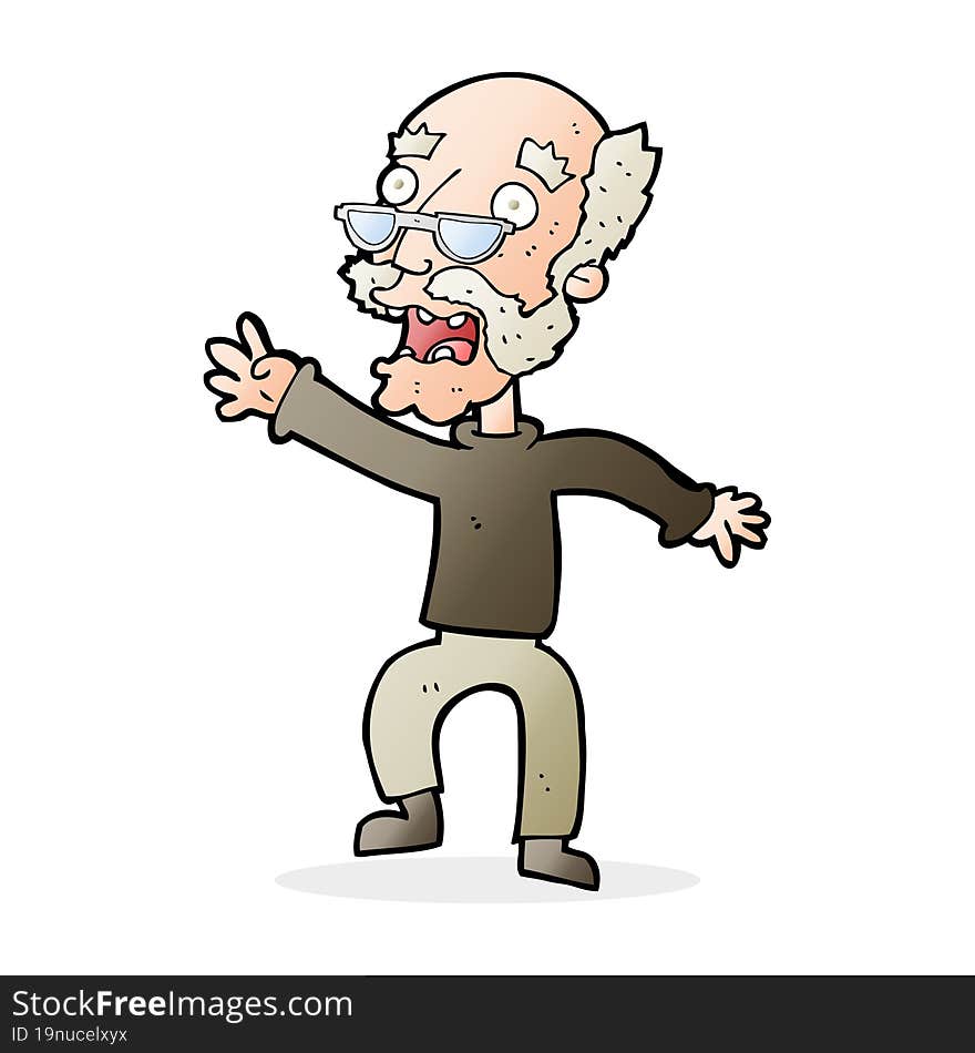 cartoon frightened old man