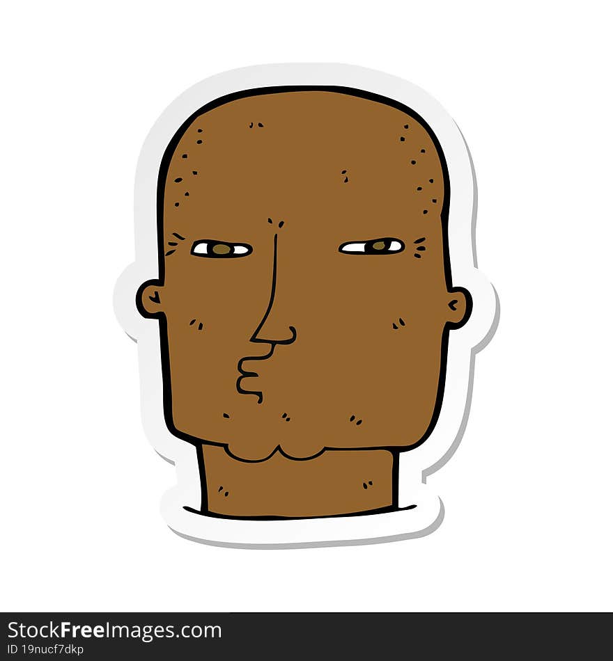 Sticker Of A Cartoon Bald Tough Guy