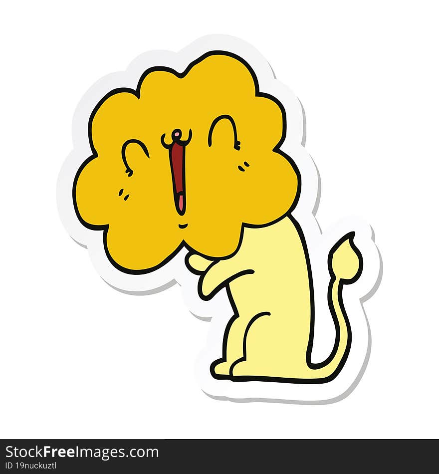 Sticker Of A Cute Cartoon Lion