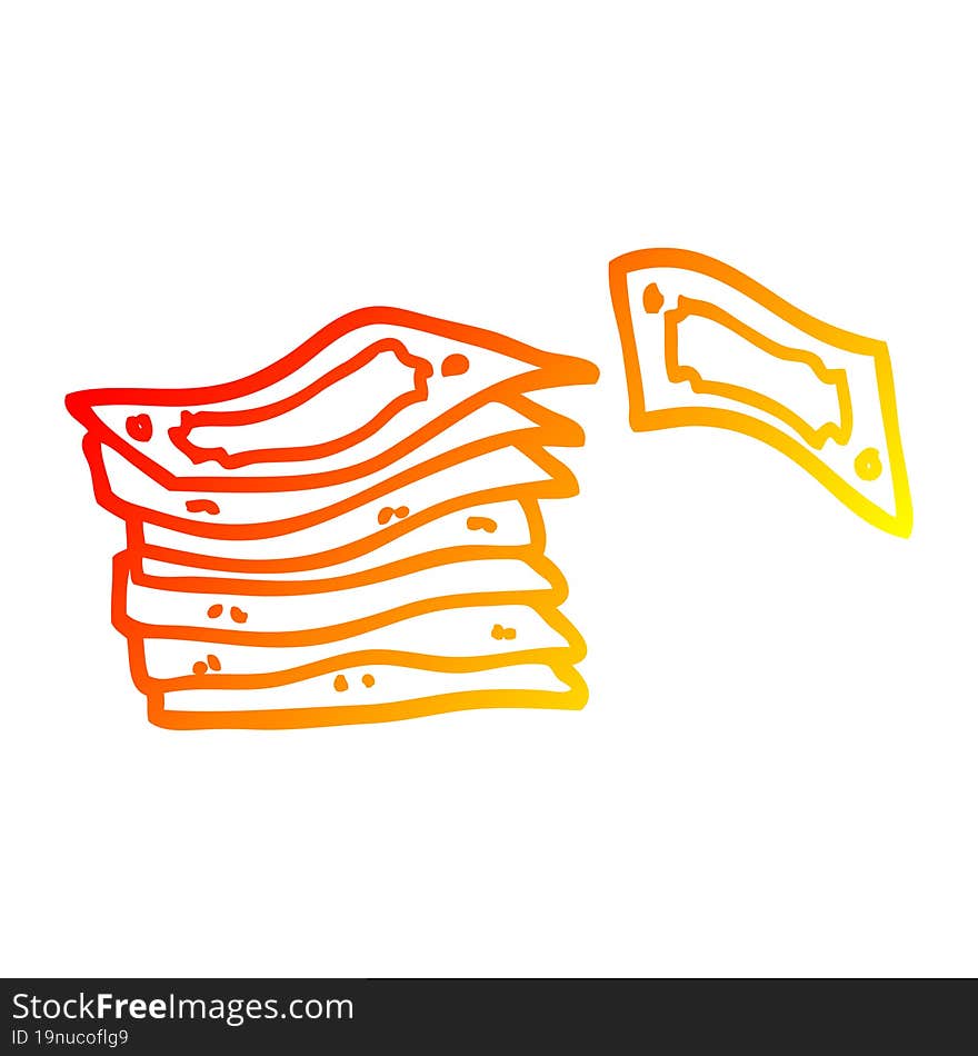 warm gradient line drawing cartoon stack of money