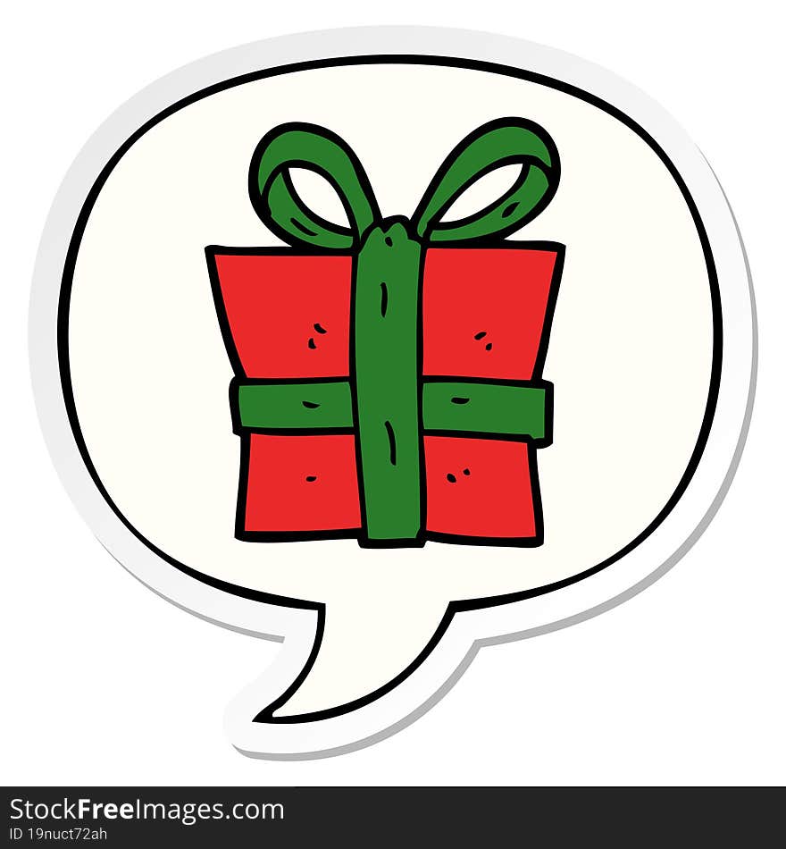 cartoon gift and speech bubble sticker