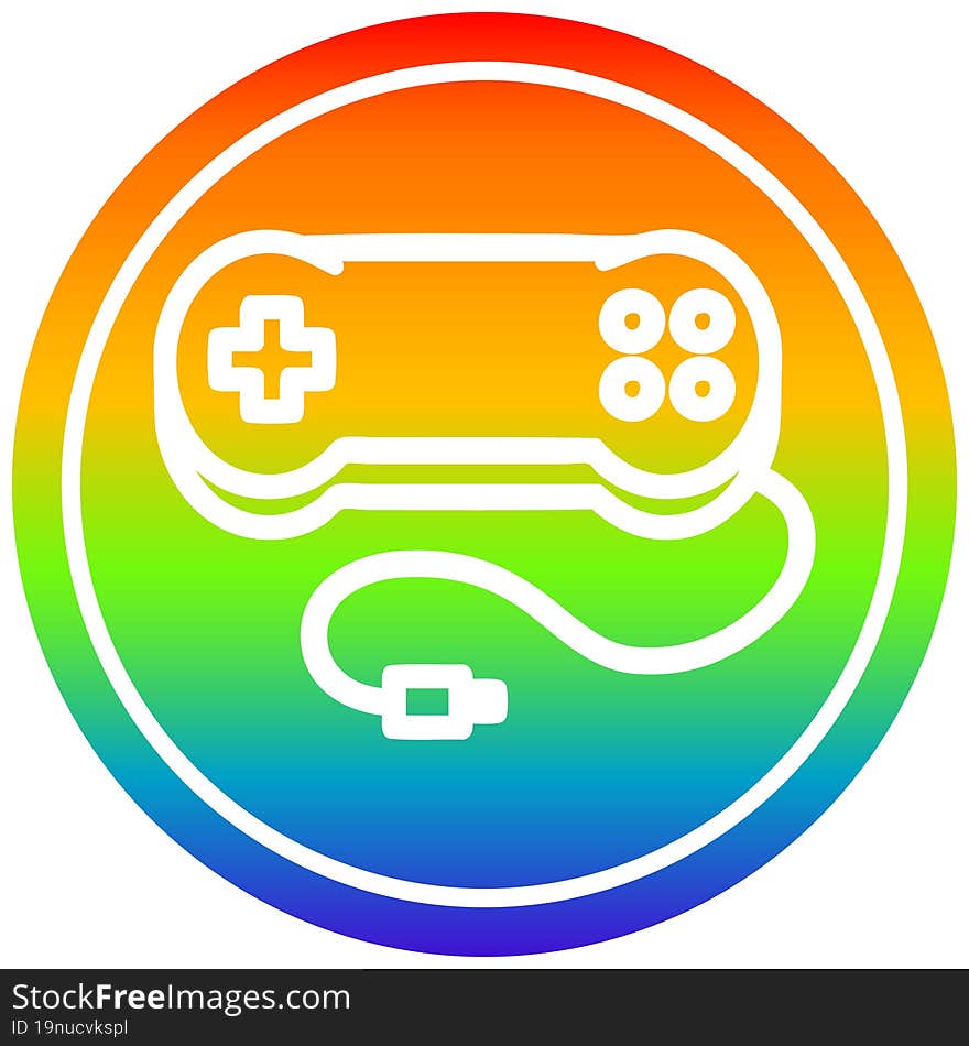 console game controller circular in rainbow spectrum