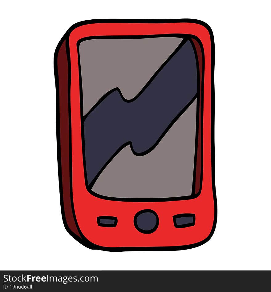 cartoon doodle of a red mobile phone