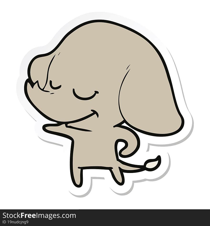 sticker of a cartoon smiling elephant