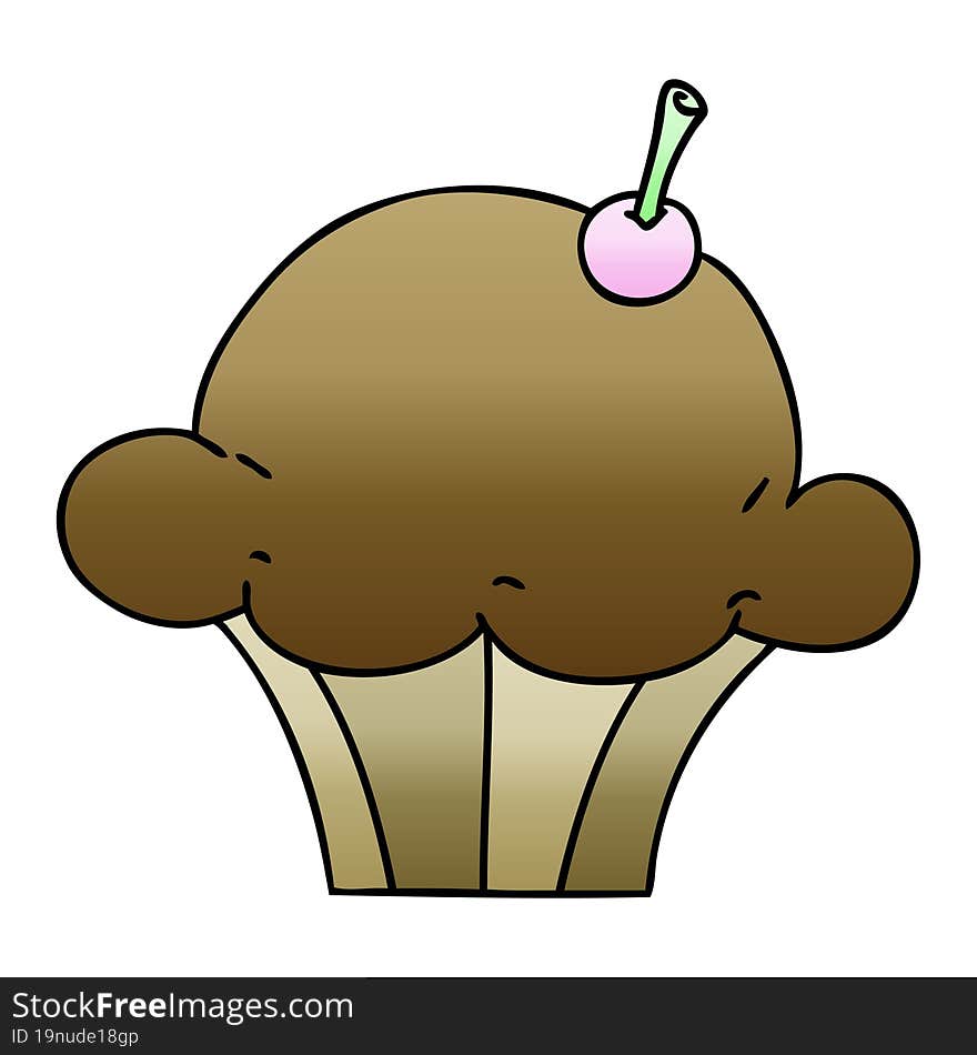 Quirky Gradient Shaded Cartoon Muffin