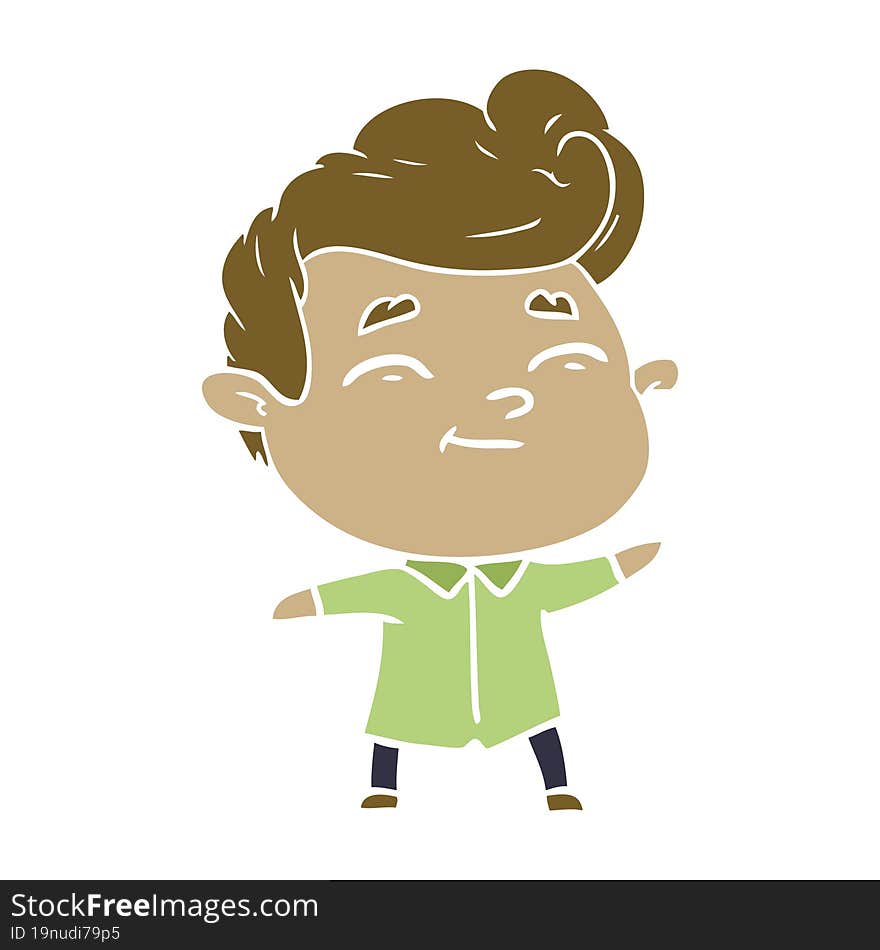 happy flat color style cartoon man