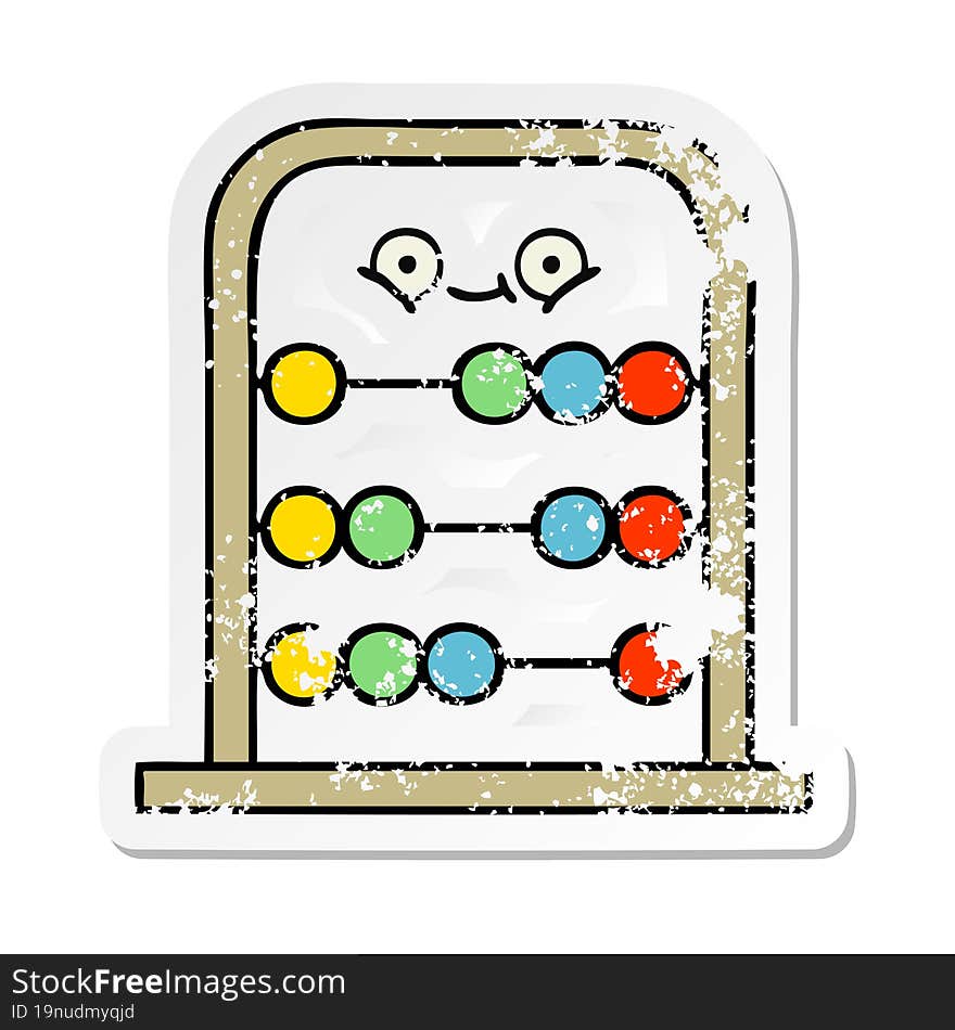 distressed sticker of a cute cartoon abacus