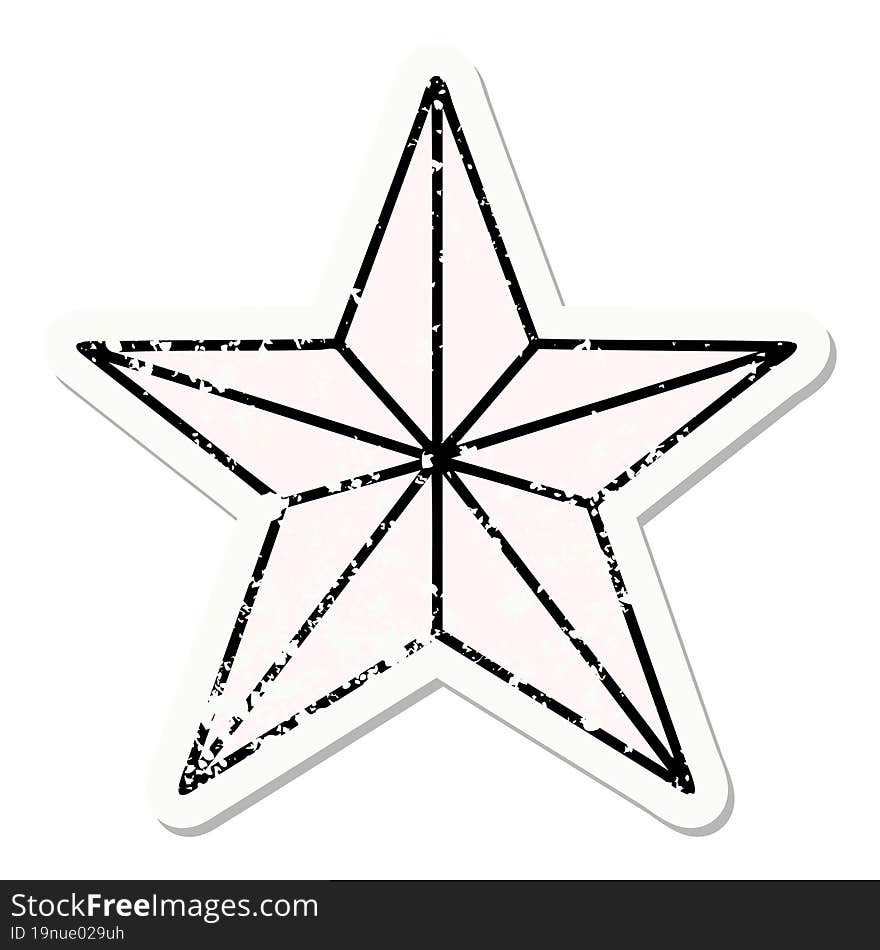 traditional distressed sticker tattoo of a star