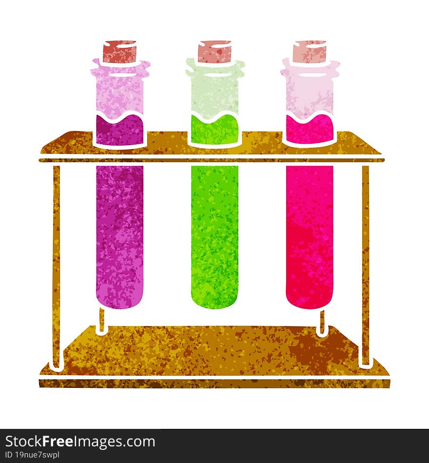 retro cartoon doodle of a science test tube