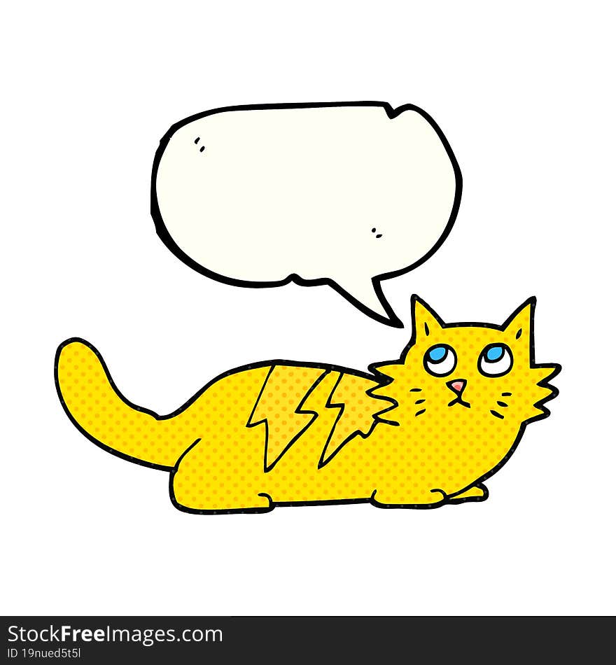 freehand drawn comic book speech bubble cartoon cat