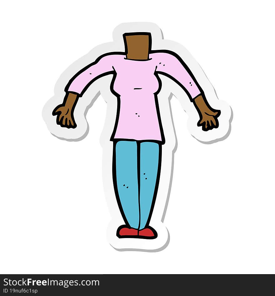 sticker of a cartoon female body