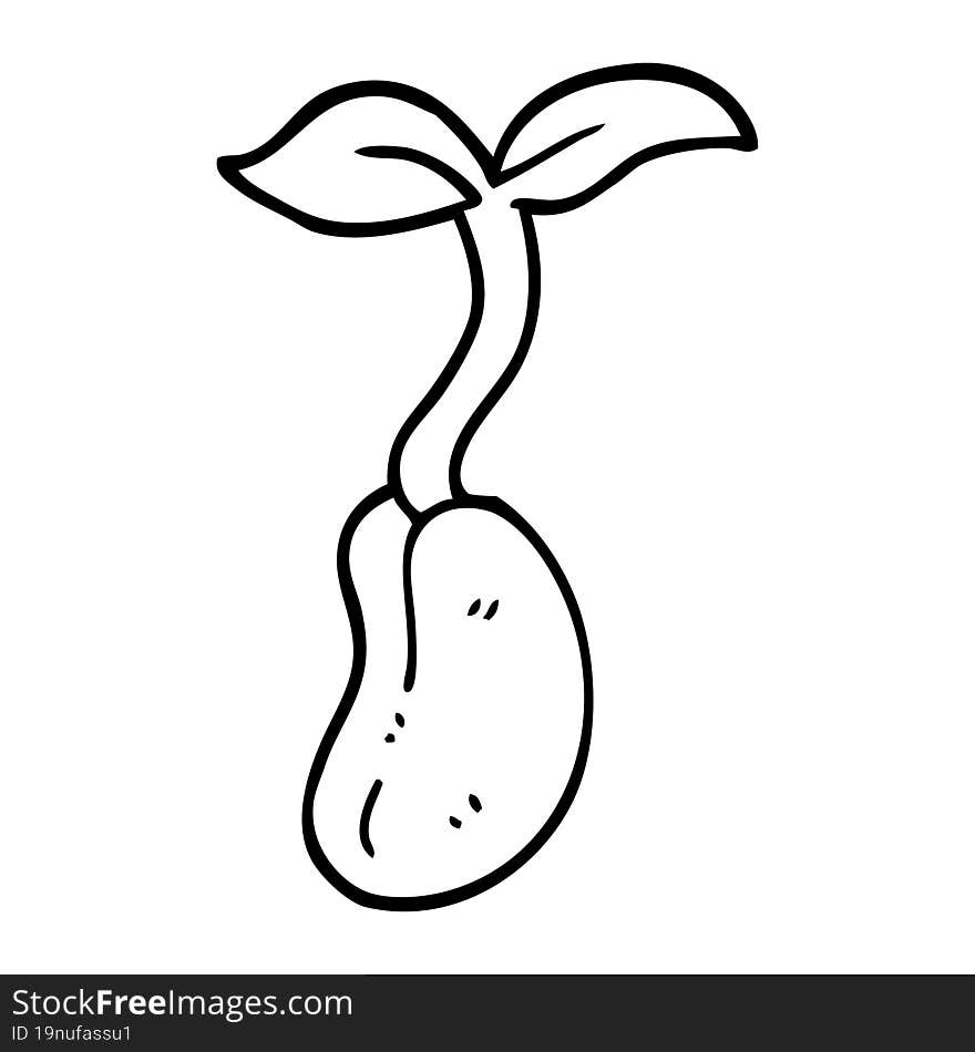 Line Drawing Cartoon Of A Seedling