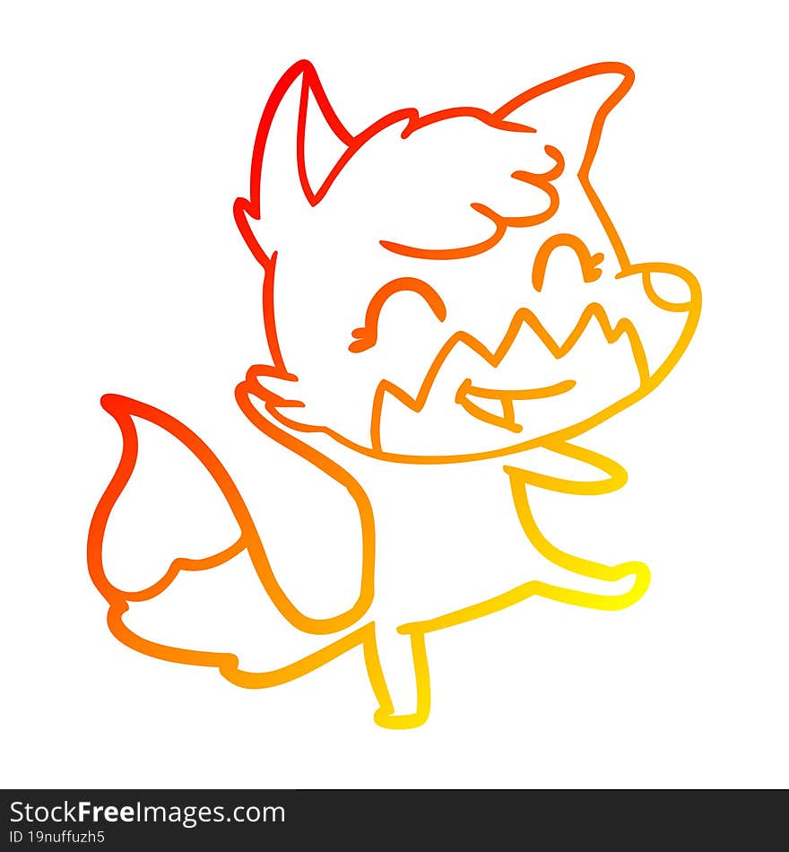 warm gradient line drawing happy cartoon fox