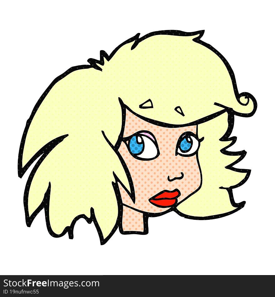 freehand drawn cartoon female face