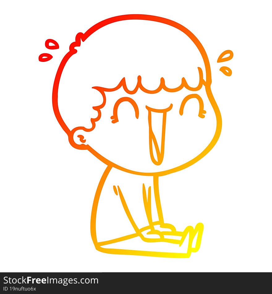 Warm Gradient Line Drawing Laughing Cartoon Man