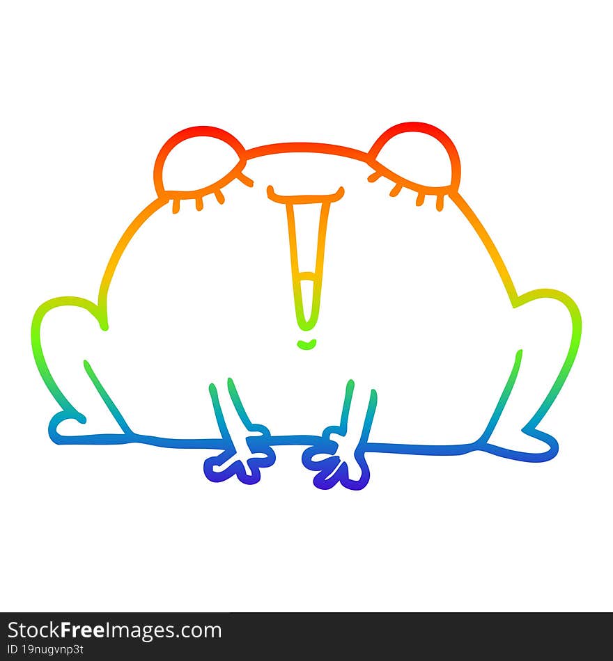 rainbow gradient line drawing cute cartoon frog