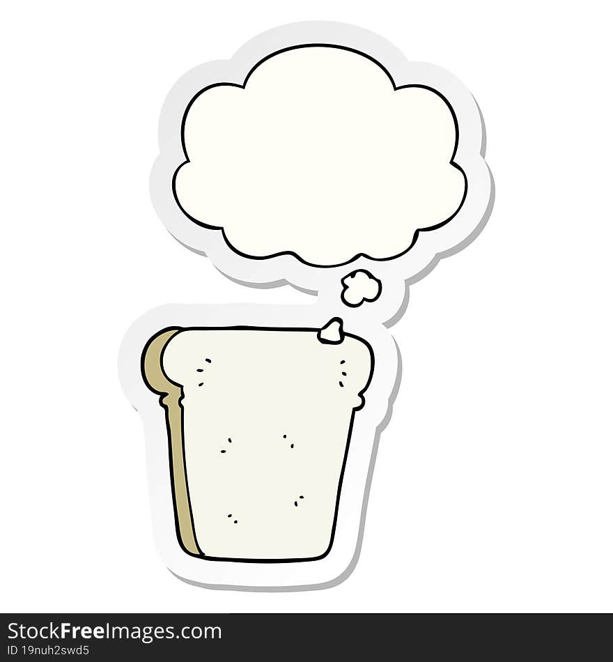 cartoon slice of bread and thought bubble as a printed sticker