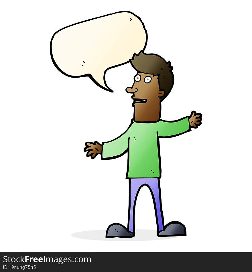 cartoon surprised man with speech bubble