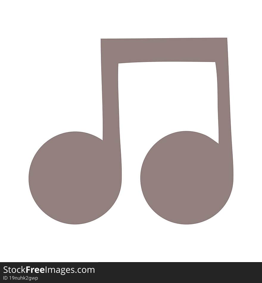 flat color retro cartoon musical note