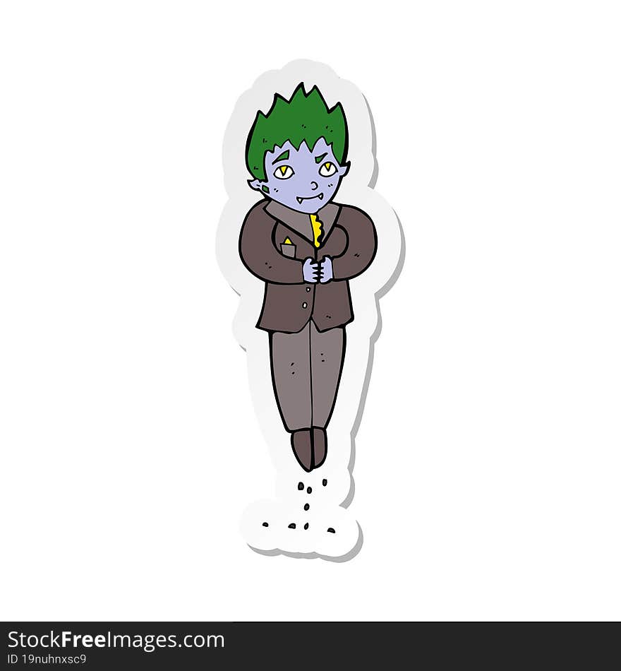 sticker of a cartoon floating vampire