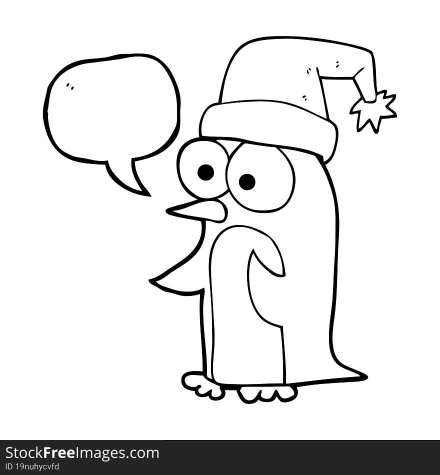 speech bubble cartoon christmas penguin