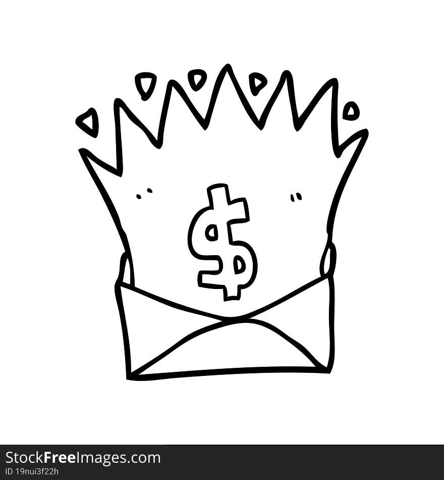 cartoon envelope with money sign. cartoon envelope with money sign