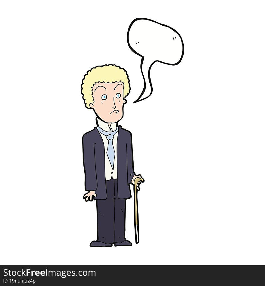 Cartoon Unhappy Gentleman With Speech Bubble