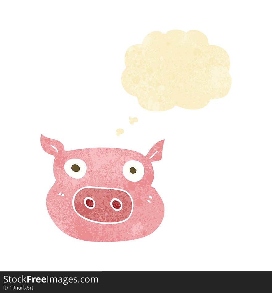 cartoon pig face with thought bubble