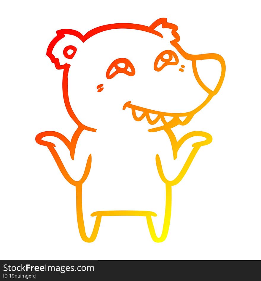 warm gradient line drawing cartoon polar bear showing teeth