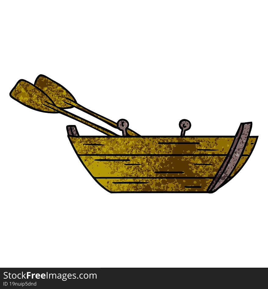 Textured Cartoon Doodle Of A Wooden Row Boat