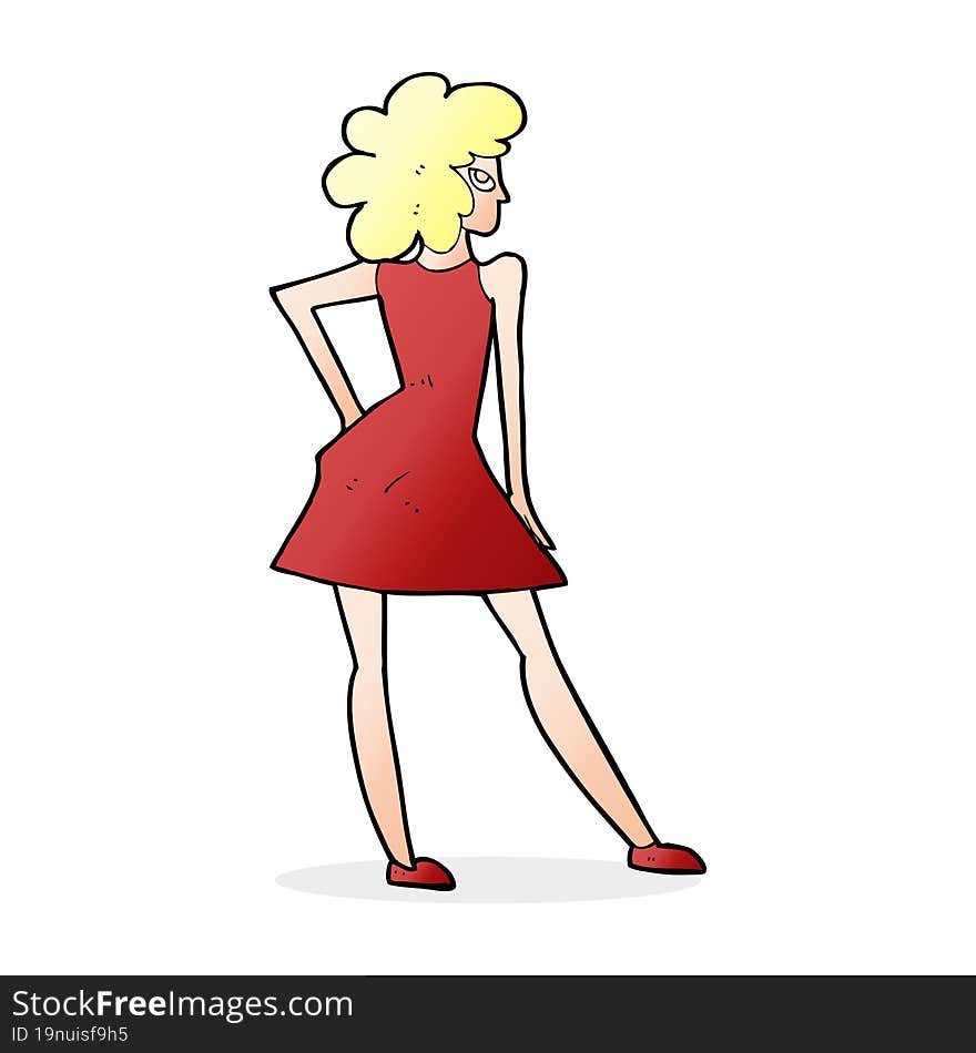 cartoon woman posing in dress