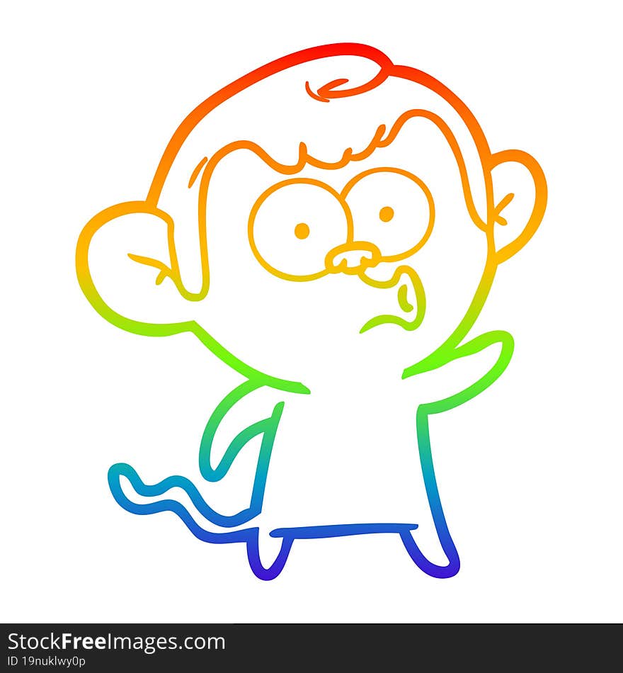 rainbow gradient line drawing cartoon hooting monkey