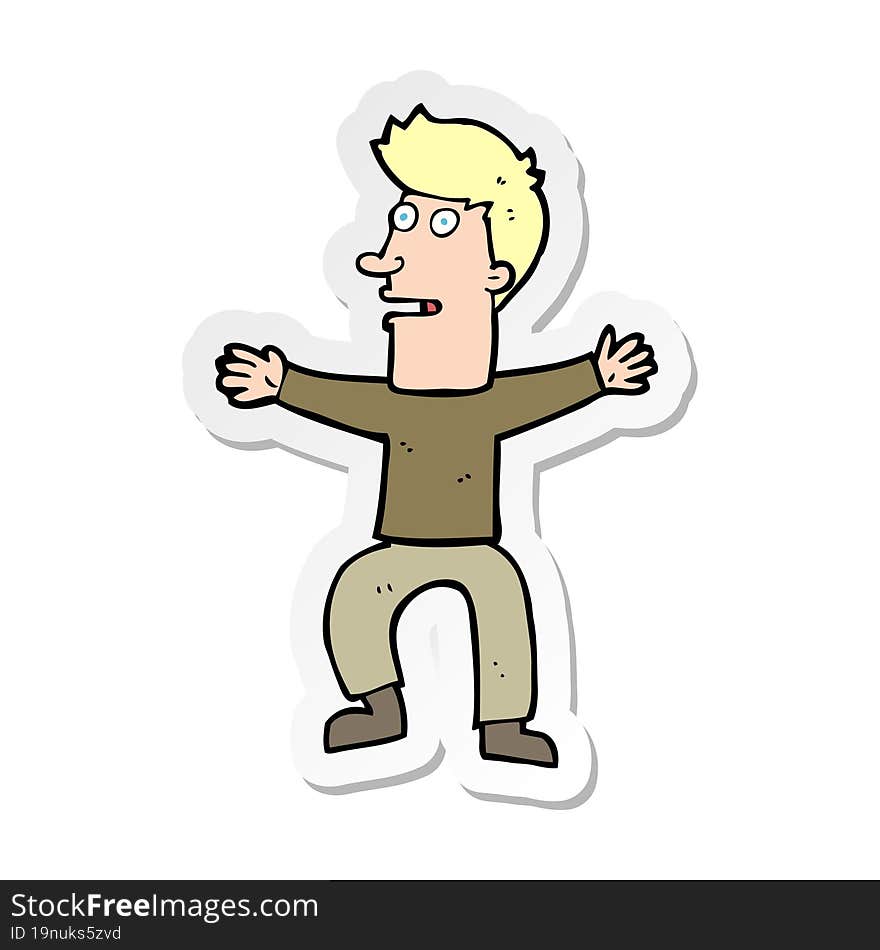 Sticker Of A Cartoon Startled Man