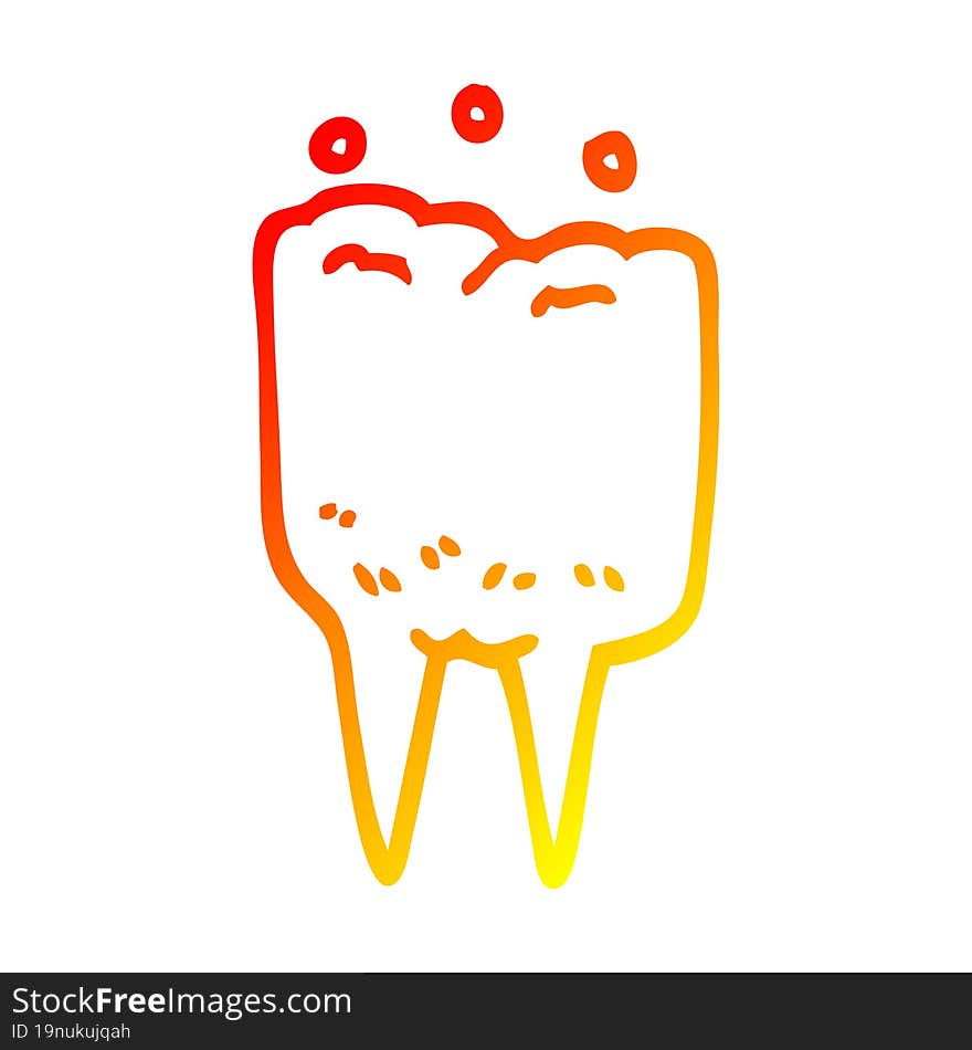 warm gradient line drawing cartoon tooth