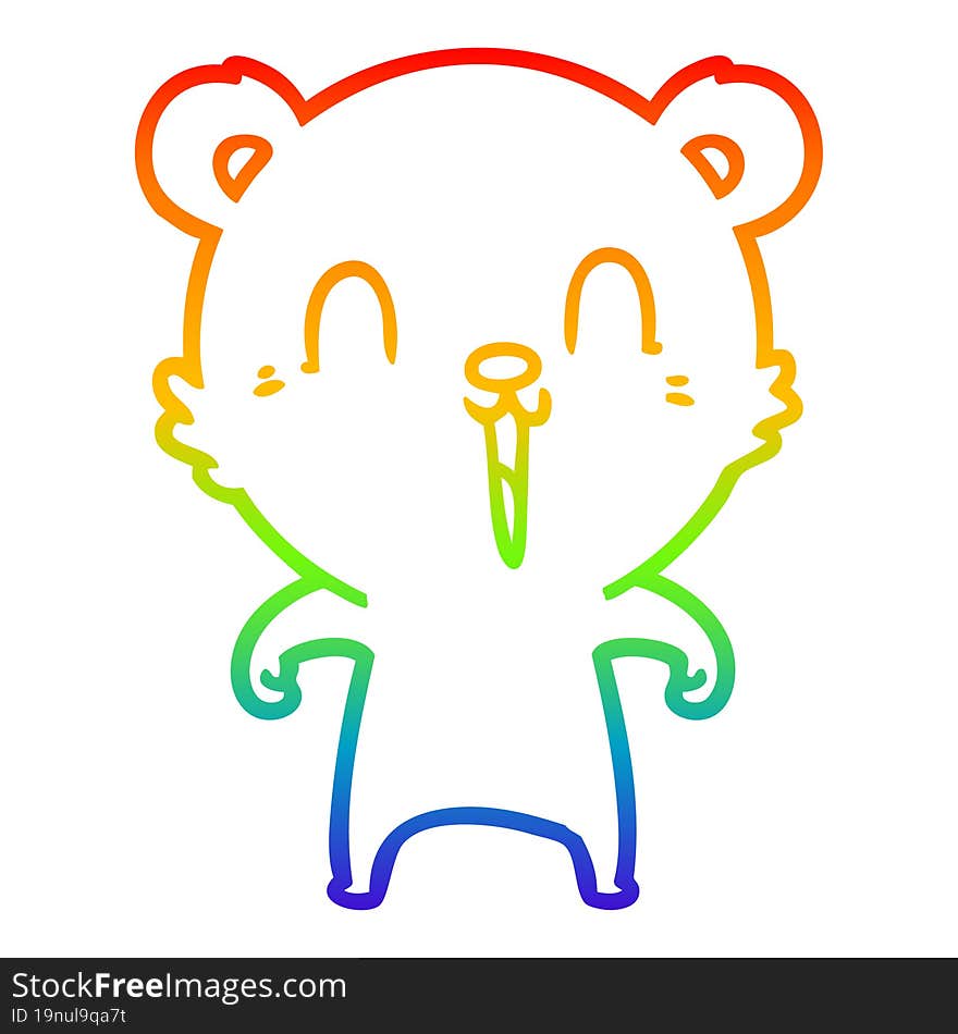 rainbow gradient line drawing happy cartoon bear