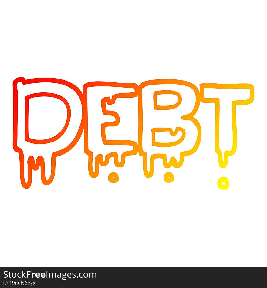 warm gradient line drawing cartoon debt sign