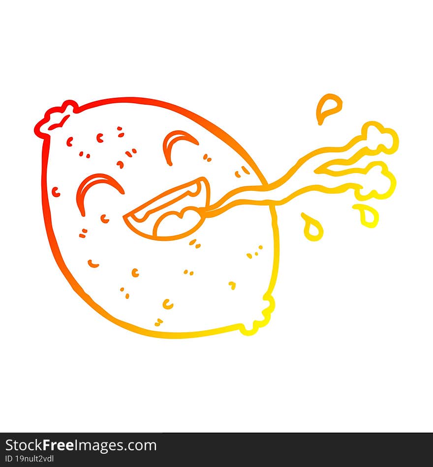 warm gradient line drawing cartoon squirting lemon