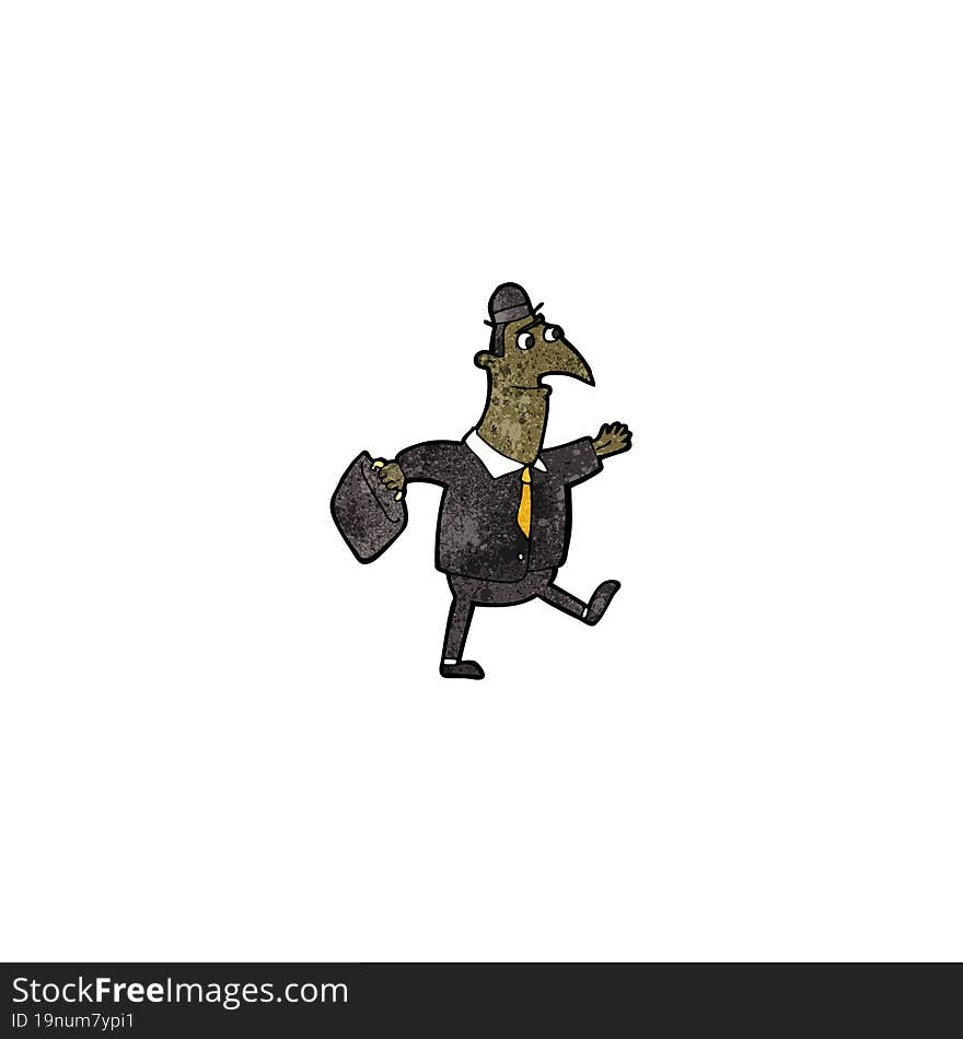 cartoon businessman walking to work