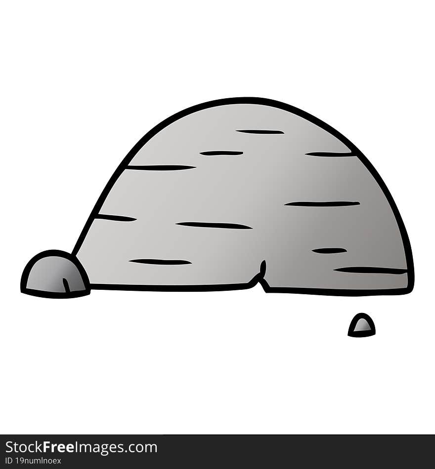 hand drawn gradient cartoon doodle of grey stone boulder