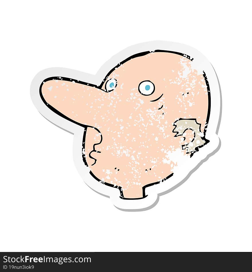 retro distressed sticker of a cartoon balding man