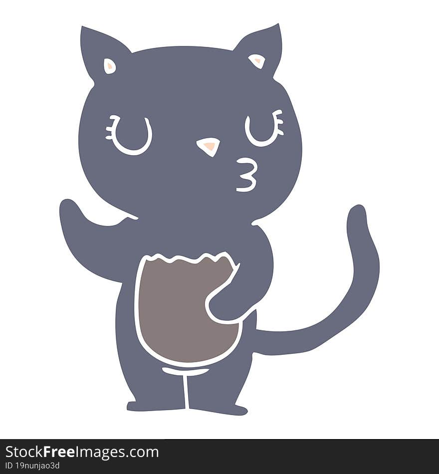 cute flat color style cartoon cat