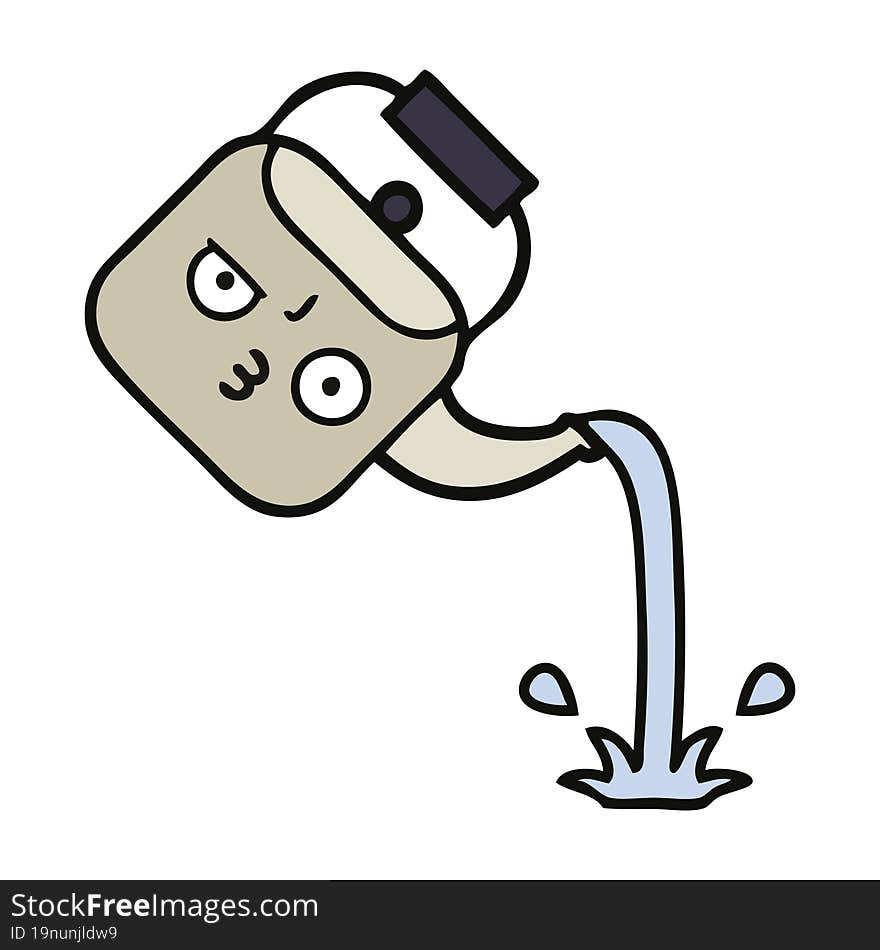 cute cartoon of a pouring kettle. cute cartoon of a pouring kettle