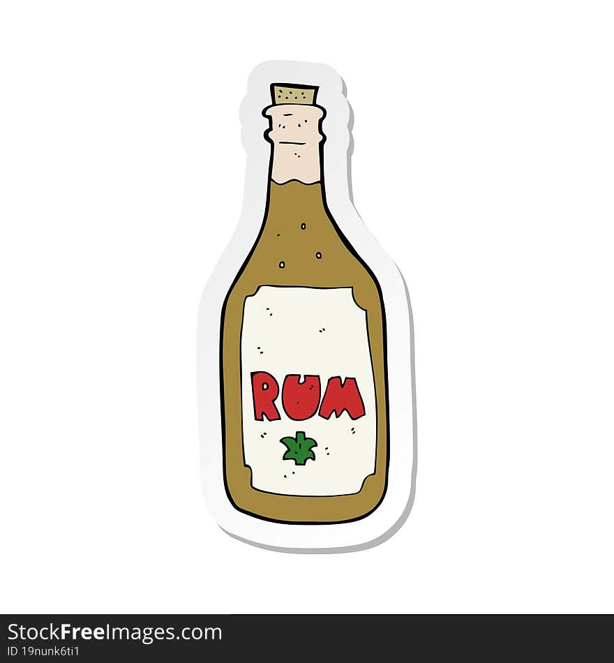 sticker of a cartoon rum bottle