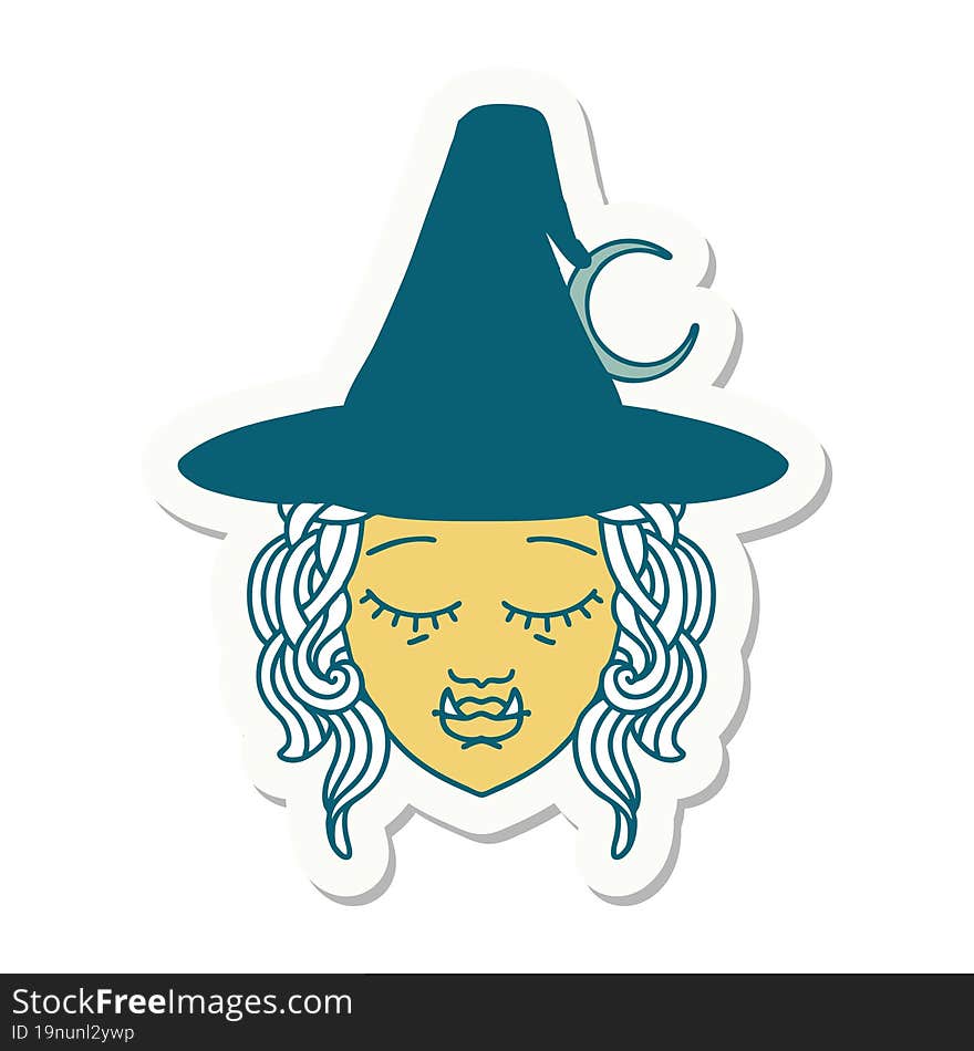 sticker of a half orc witch character face. sticker of a half orc witch character face