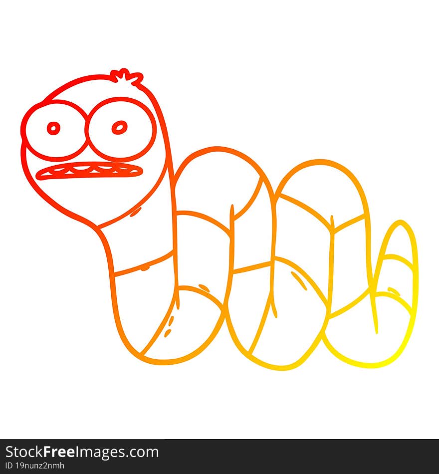 warm gradient line drawing of a cartoon nervous worm