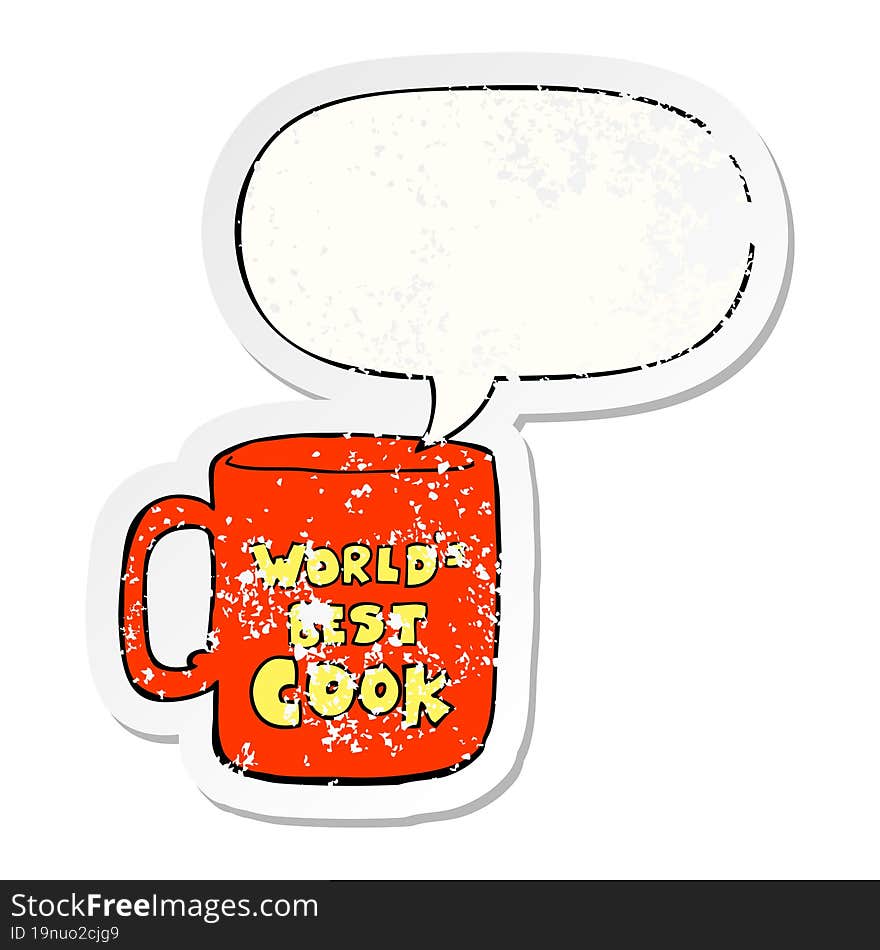 worlds best cook mug and speech bubble distressed sticker