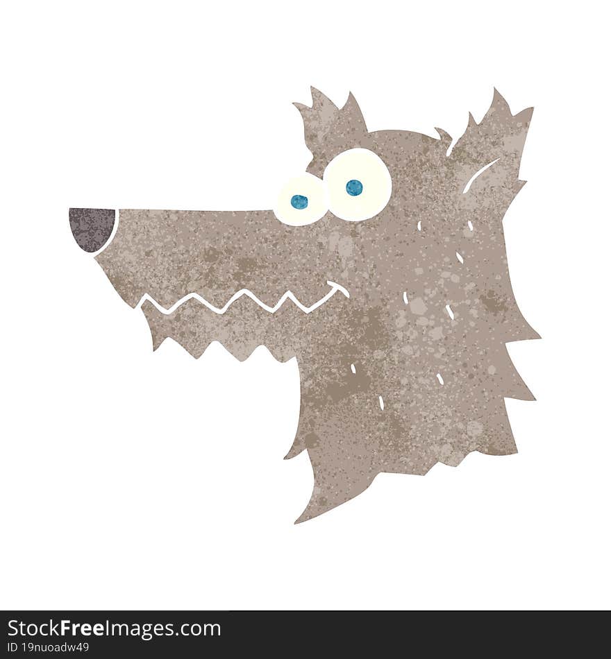 retro cartoon wolf head