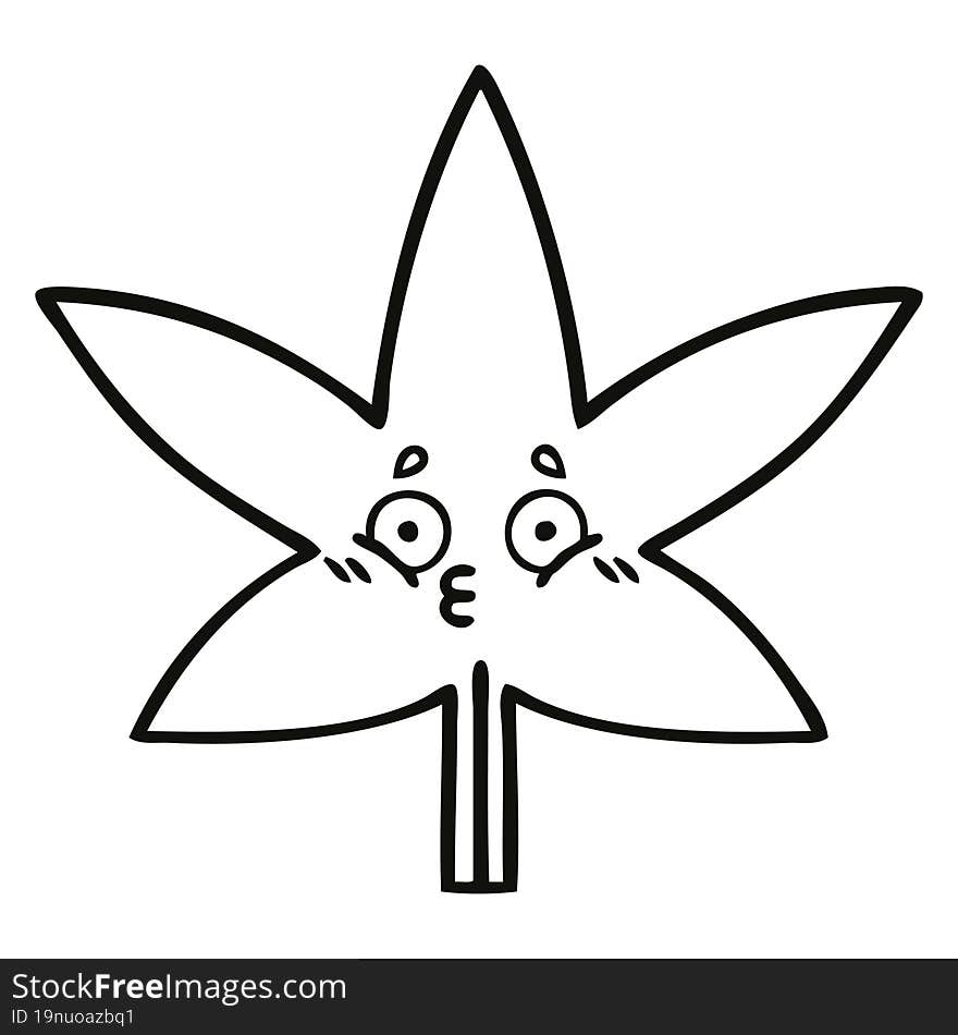 line drawing cartoon marijuana leaf